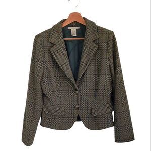 CAbi Green Gray Plaid Classic Blazer Suit jacket Size 8